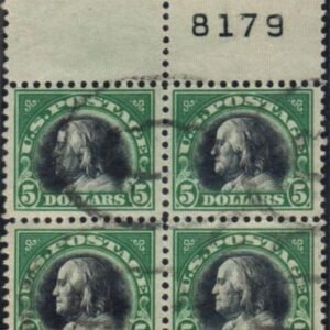 US 524 Washington / Franklin VF Used Plate Block of 4