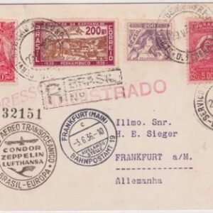 Brazil 1936 Hindenburg 2nd  South American Flight Card