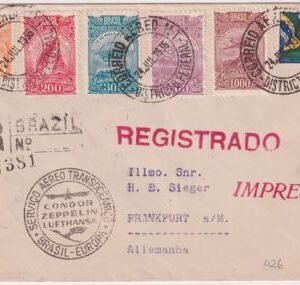 Brazil 1936 Hindenburg 3rd  South American Flight Cover