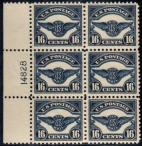 US C5 Airmail F-VF+ Mint NH Plate # Block