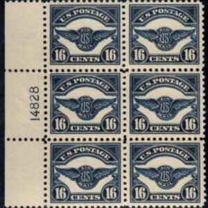 US C5 Airmail F-VF+ Mint NH Plate # Block