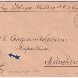 Germany 1915 Bavarian Flying Corps. Cover with Feldpost Cancel