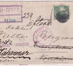 US 1919 C2 on Cover from Worcester MA to Sweden via NY