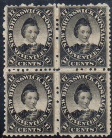 INV-28243itExt_a902a0e0-ec63-4822-a8e0-959e38f3c461 New Brunswick 11 F-VF Mint Hinged Block of 4 - Fresh!