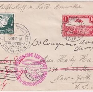 Luxembourg / Germany1936 10th North America Flight Cover