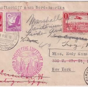 Luxembourg / Germany 1936 9th North America Flight Cover