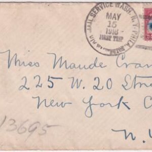 US 1918 C3 on First Trip  Washington DC - NY  Cover