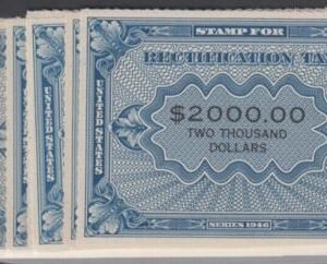 US RZ1 - 18 Revenue 1946 VF Mint NGAI Rectification Tax Complete Set