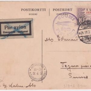 Finland 1930 Baltic Sea Flight Card with One Zeppelin Stamp