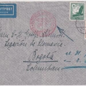 Germany 1935  Airmail Cover from Germany to Bogota, Colombia.