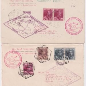 Spain 1930 Two Zeppelin  So. Am. Cover and Card, Seville-Lakehurst