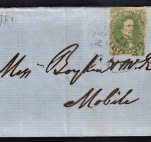 US Back Of Book - Confederate States of America 1 3 1/2 Margins F - VF Lightly Cancelled on Folded Outer Enclosure - Very Fresh!