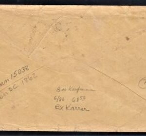 US Back Of Book - Confederate States of America 1b Dark Green Pair on Cover Charleston, SC to Athens, GA