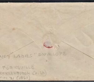 US Back Of Book - Confederate States of America 1 Stamp+Cover, Pen Cancelled with Matching m/s on Small Ladies Embossed Cover