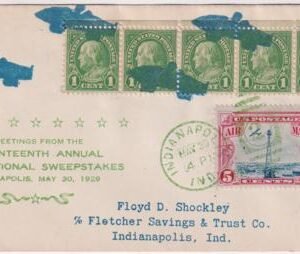 US Indiana, Indianapolis C11 Fancy Cancel Cover, Racing Car