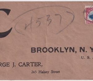 US circa 1919  C3 on  Undated Cover Sent to Brooklyn, Used as a Parcel Tag