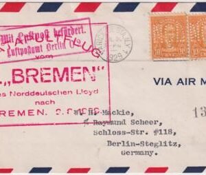 US 1929 Catapult Flight Bremen to Bremen with "NGL" perfins