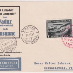 Liechtenstein 1931 C7 on VF Vaduz Flight Card to Germany