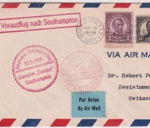 US 1931 Catapult Cover Europa - Southampton with 635, 697, May 23