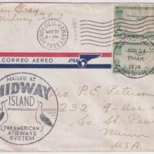 US 1938 Airmail Cover from Hawaii with 2x C21, the Interim Rate