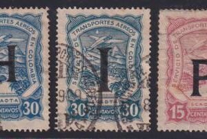 Colombia 1923 SCADTA Consular Ovpts "H, I and P"