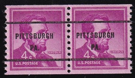 INV-28782itExt_b0d604af-dabb-4f9f-8472-e0b45d318d91 US 1058b Mint NH XF Wet Paint House Hole, Precancelled Pair Pittsburgh