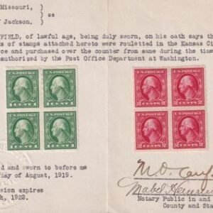 US 408-9 Washington / Franklin LH/NH F-VF Kansas City Roulettes Block Of 4 On Noterized Letter Of Authenticity FST Well Below Siegal Auction Realization