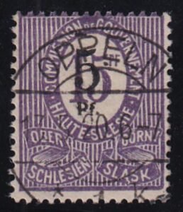 Upper Silesia 10 Used AVE-F S-O-N Cancel Key Stamp To The Country!