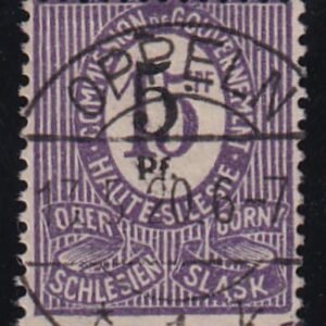 Upper Silesia 10 Used AVE-F S-O-N Cancel Key Stamp To The Country!