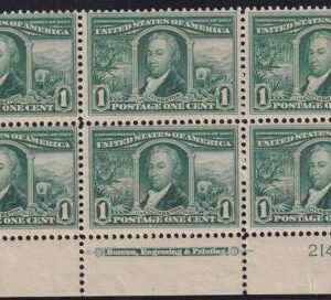US 323 Early Commemoratives NH F-VF Bottom Plate Block Of 6