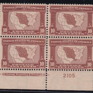 US 327 Early Commemoratives NH F-VF Bottom Plate Block Of 4
