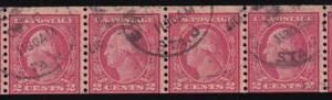 US 488 Washington/Franklin Used AVE-F Strip Of 6, Few Weaker Perfs Nicely Cancelled 1917