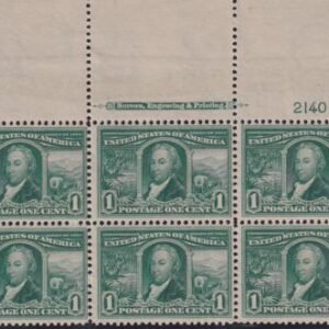 US 323 Early Commemoratives NH F-VF Top Plate Block Of 6