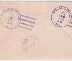 US Illinois, Chicago Ridge 640 Fancy Cancel Cover, Post Office Day 1932