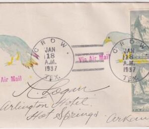 US Texas, Crow 763 Fancy Cancel Cover, Colorful Crow Cancel