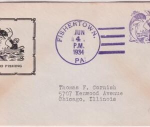 US Pennsylvania, Fishertown 726 Fancy Cancel Cover, Fish,Fisherman, Boat