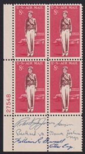 US C68 Autographed Plate Block - Amelia Earhart