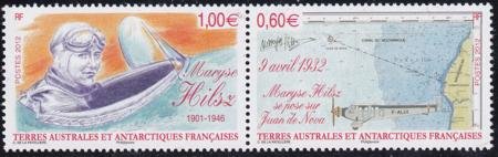 INV-29295itExt French Southern & Antartic Territories 471 Airplane/map, Hilsz pair
