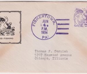 US Pennsylvania, Fishertown 736 Fancy Cancel Cover, Fish,Fisherman, Boat