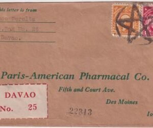 US Philippines, Davao  Fancy Cancel Cover,  Star in Circle