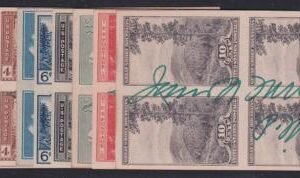 US 1935 Scott #756-765 Blocks of 4 Signed by James Farley, PMG
