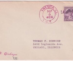 US Illinois, America 708 Fancy Cancel Cover, Labor Day