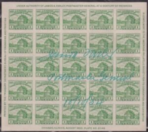 US 1933 Scott #730 S/S Signed by James Farley, PMG