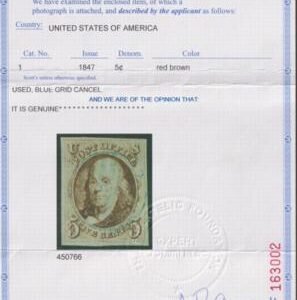 US 1a Early Classics  Dual PF Certs: Genuine used Red Grid Canbcel Beautifully Balanced Margins