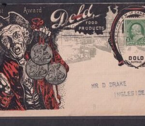 US 279 US Bureau and Regular Issues  on 1901 adv cover from Buffalo, NY Hold Food Products 3 Colon Revolutionary War Crier, Pan AM epo 2 color on Reverse. VF but small tear LL.
