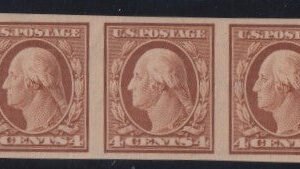 US 346 Washington - Franklin Left Margin Horz Strip of 4
