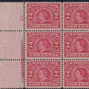 US 370 Early Commemoratives  P/B of 6 Imprint tape V num 5173 Extraordinary Centering and freshness!