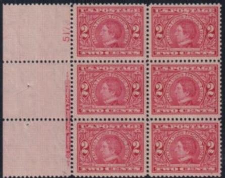 INV-29841itExt_d21fe837-c3f4-4afe-9df2-af25cd52b924 US 370 Early Commemoratives P/B of 6 Imprint tape V num 5173 Extraordinary Centering and freshness!