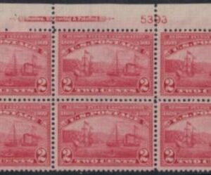 US 372 Early Commemoratives  P/B of 6 num 5393 Trimmed Top
