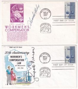 US 1961 1186 Two FDC's, One Signed Gov. Gaylord Nelson, one signed Sen. A. Wiley